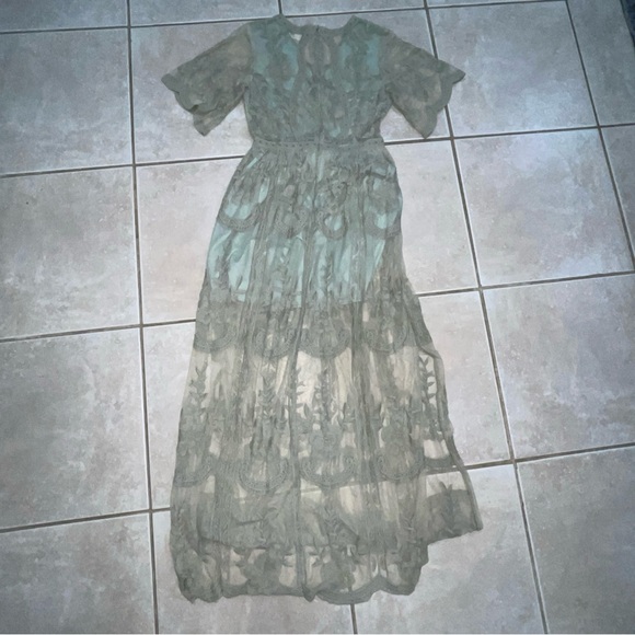 Altar’d State floral green sheer maxi dress Sz M - Picture 6 of 13